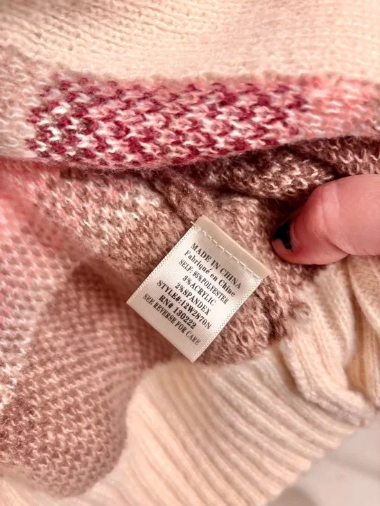 New In Open Fair Isle Cardigan Sweater Oversized Size Medium Cottagecore Spring - Picture 5 of 7